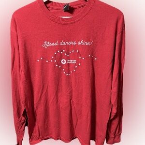 American Red Cross blood donors shine long sleeve red white t-shirt size…